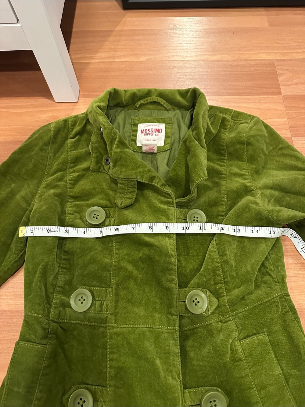 Mossimo Supply Co. Green Double-Breasted Corduroy Pea Coat - Picture 4 of 7